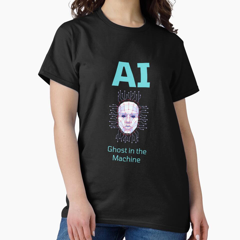 AI Generated Ghost in the Machine T Shirt, Chat GPT Crew Neck Tee by Vetec Hoodie, Sweatshirt | BlankRebels.com (Image 2)