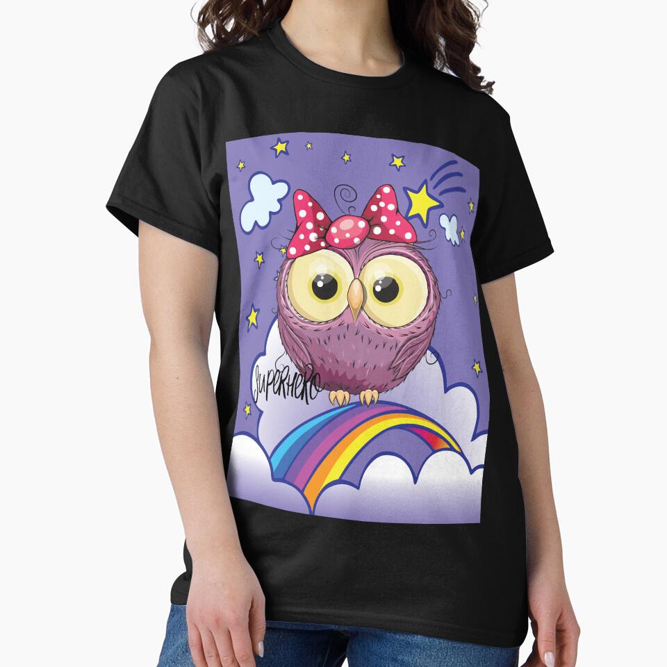 Cute Purple Owl in Superhero Unicorn Background / Unicorn Owl Scenery / Travel with an Owl Superhero by... (Image 2)