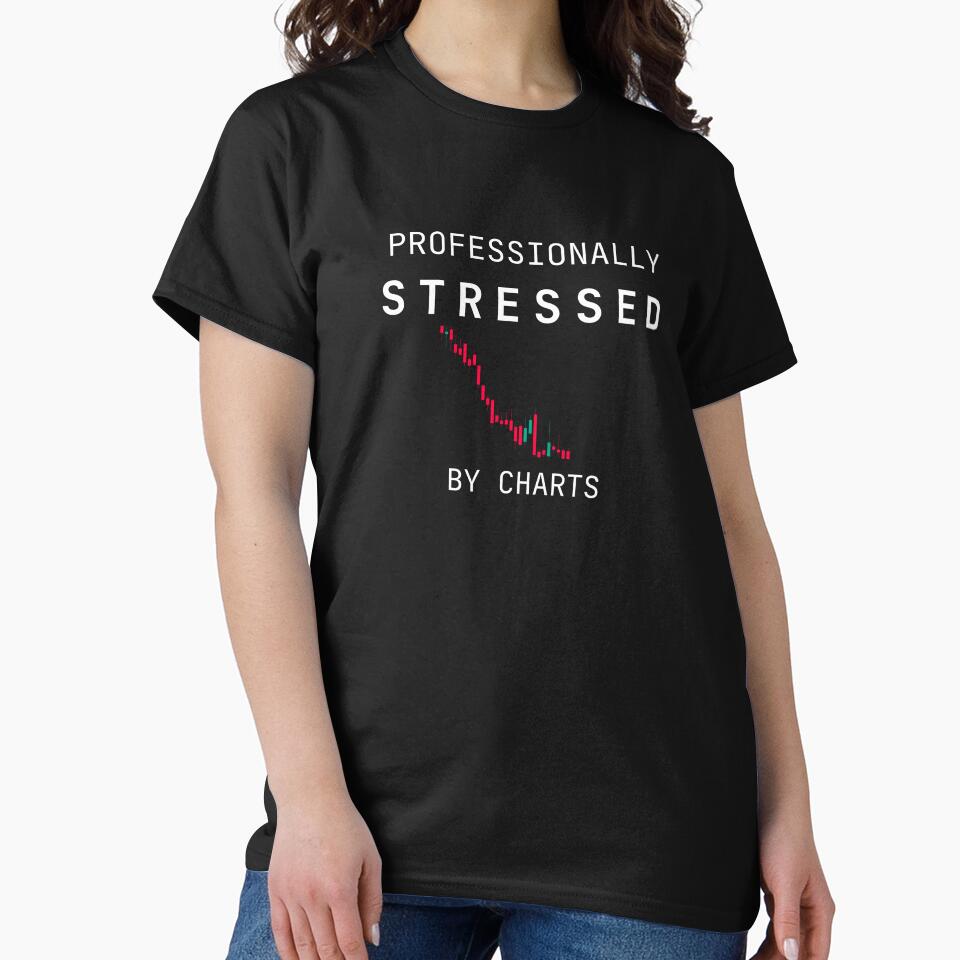 Professionally Stressed by Charts – Funny Trading & Stock Market Humor Design - Dark by EmkorDesigner