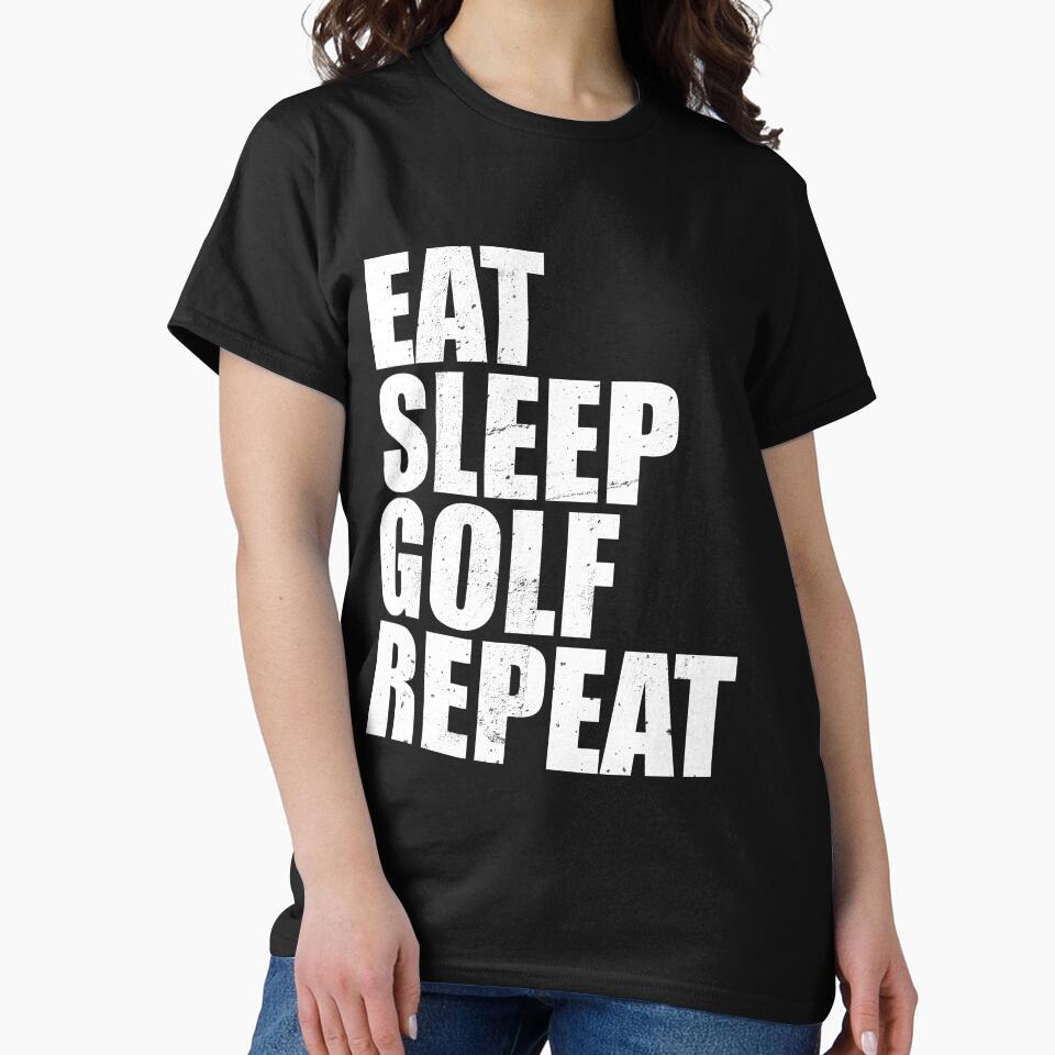 Eat Sleep Golf Repeat Cute Funny High School Team T Shirt Vintage Style Distressed Stressed by arcadetoystore... (Image 2)