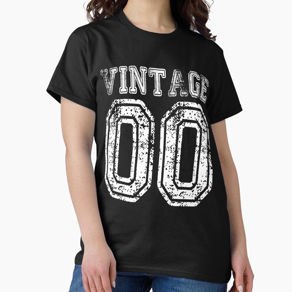Vintage 00 2000 T-shirt Birthday Gift Age Year Old Boy Girl Cute Funny Man Woman Jersey Style by arcadetoystore... (Image 2)