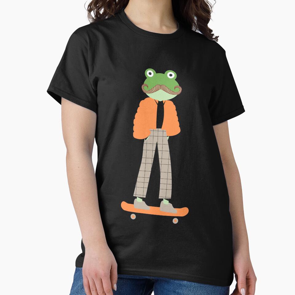 Green Frog on skateboard with mustache by NomadMessenger T-Shirts, Hoodie, Sweatshirt | BlankRebels.com (Image 2)