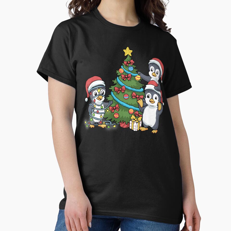 Christmas Penguin Gift Kids Christmas Tree Presents Penguin by DSWShirts T-Shirts, Hoodie, Sweatshirt (Image 2)
