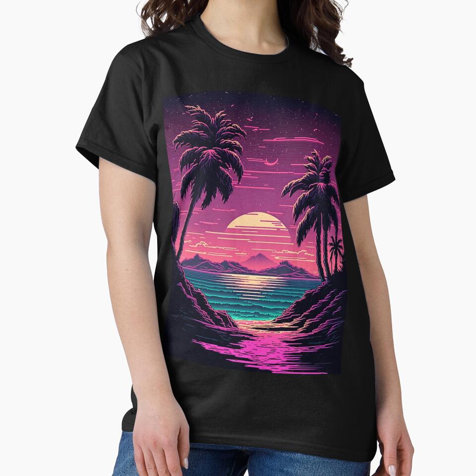 80s Vaporwave Beach by RESToRAPTOR T-Shirts, Hoodie, Sweatshirt | BlankRebels.com (Image 2)