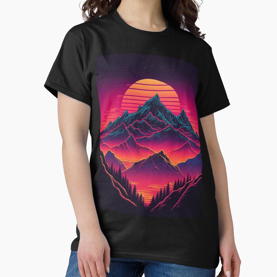 80s Vaporwave Retro wave mountains by RESToRAPTOR T-Shirts, Hoodie, Sweatshirt | BlankRebels.com (Image 2)