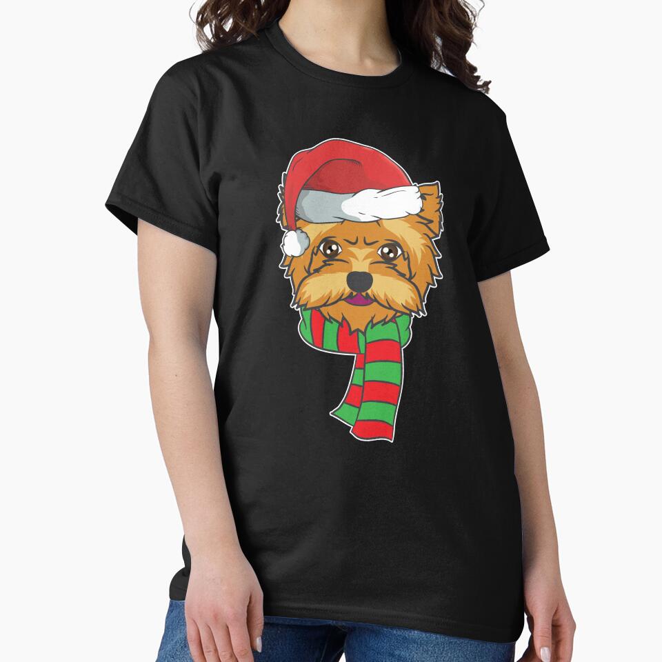 Funny Christmas Dog Xmas Santa  Yorkshire Holiday Gift by haselshirt