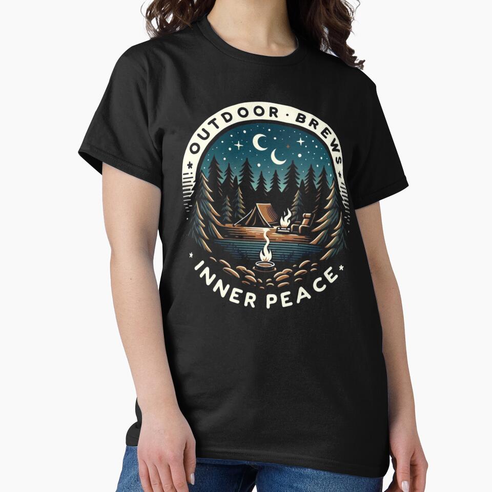 Outdoor Brews Inner Peace Coffee Camping Coffee Camping T-Shirts, Hoodie, Sweatshirt