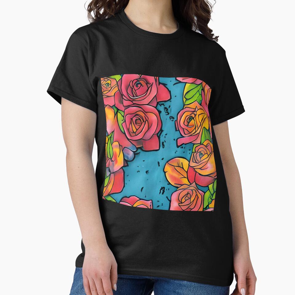 Gothic Rose Pattern Dark and Edgy Designs for Gothic Enthusiasts Blue Dreaming by Bits-X-Pieces T-Shirts,... (Image 2)