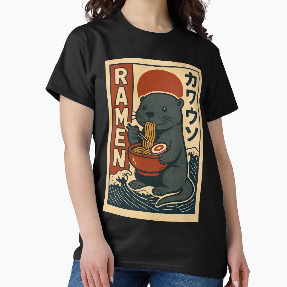 Cozy Otter Ramen Vintage Japanese Retro Charm T-Shirts, Hoodie, Sweatshirt