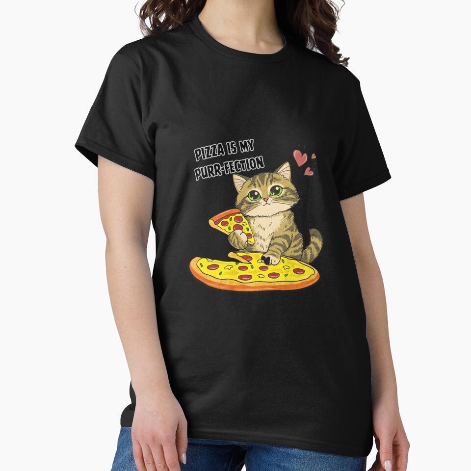 Pizza Is My Purr-fection – Cute Cat Pizza Lover Design by LittleLoopArt T-Shirts, Hoodie, Sweatshirt (Image 2)