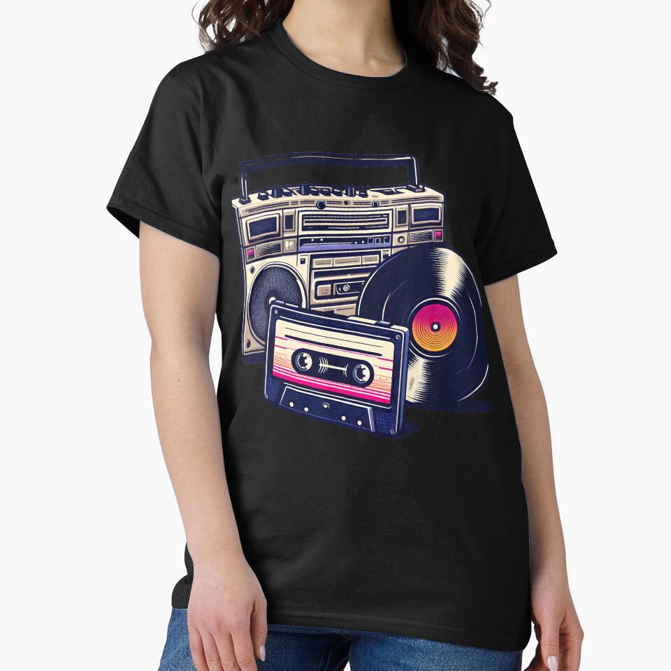 90's Retro Boombox Cassette & Vinyl Record by D-Dreamweaver T-Shirts, Hoodie, Sweatshirt | BlankRebels.com (Image 2)