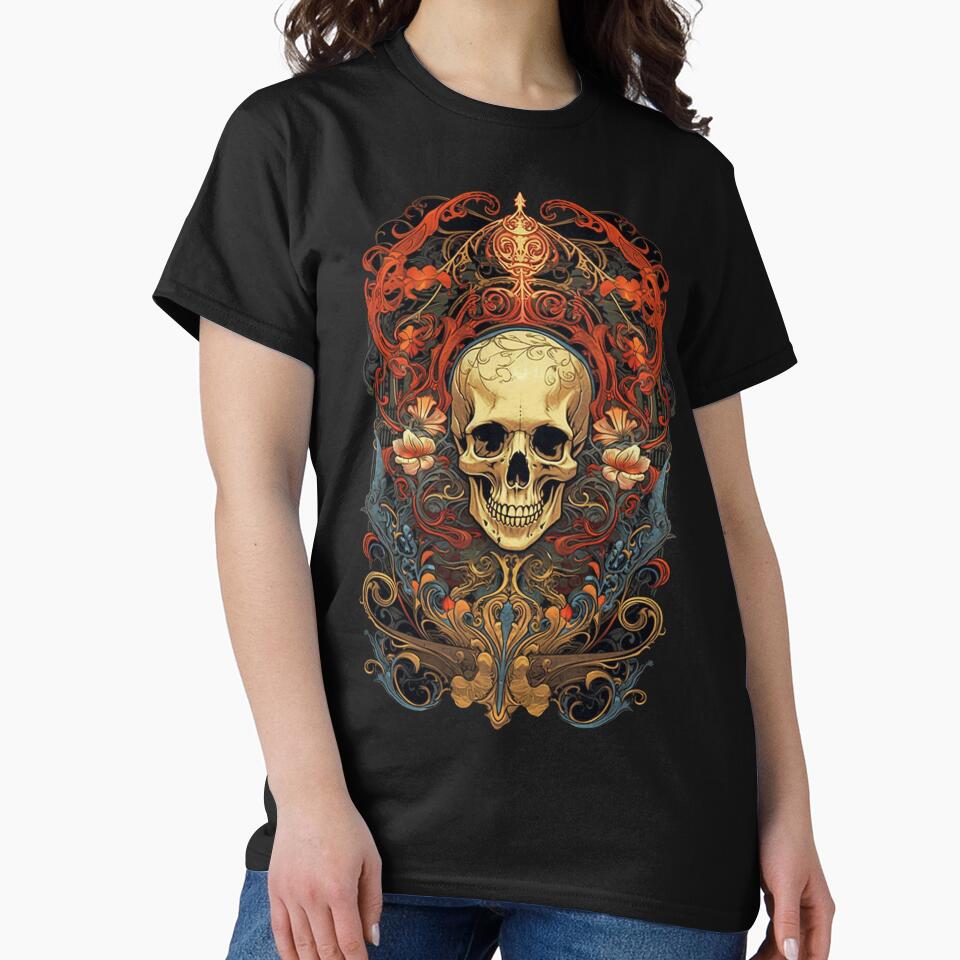Illustrated Skull Floral Nouveau by ArtfulImprints T-Shirts, Hoodie, Sweatshirt | BlankRebels.com (Image 2)
