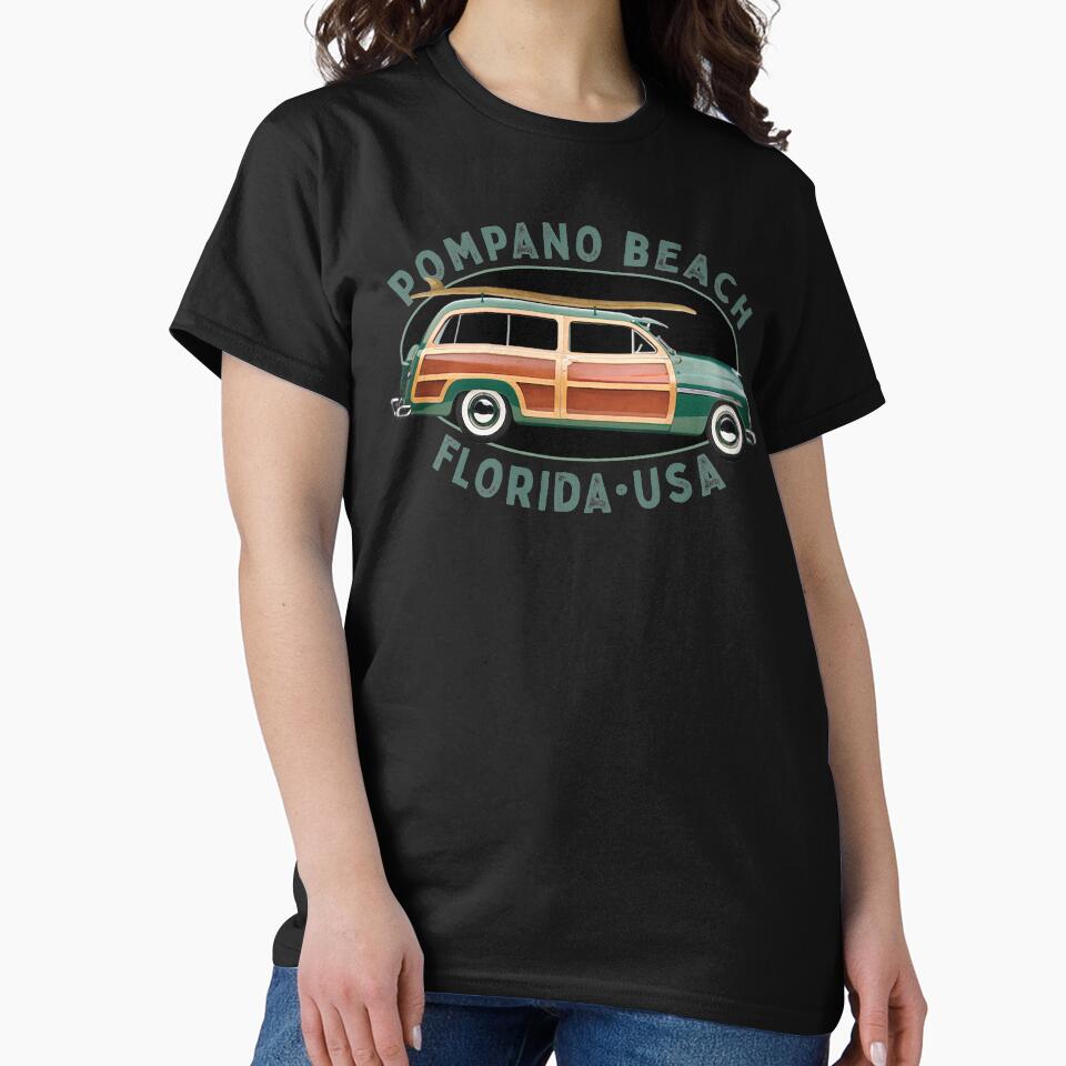 Pompano Beach Florida Vintage Surfing by Futurebeachbum T-Shirts, Hoodie, Sweatshirt | BlankRebels.com (Image 2)