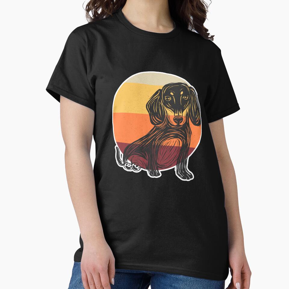 Retro Vintage Linocut Dachshund by nvdesign T-Shirts, Hoodie, Sweatshirt | BlankRebels.com (Image 2)
