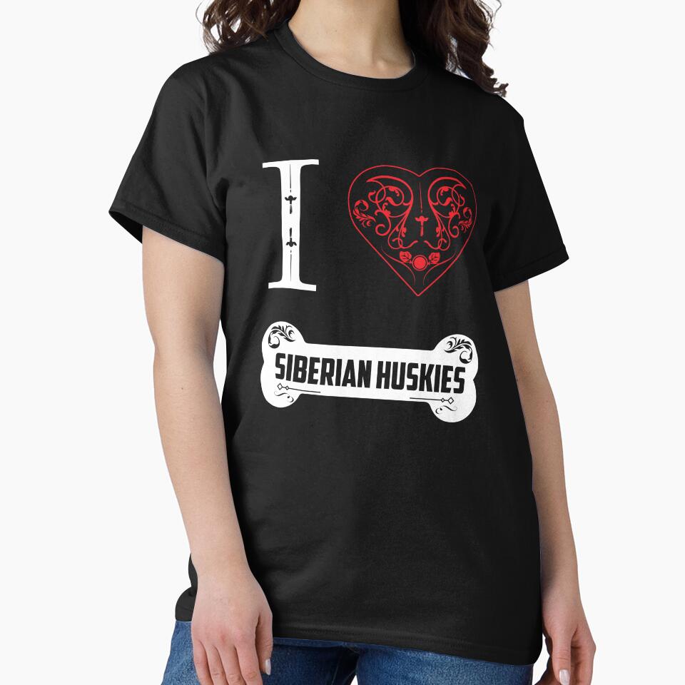 Siberian Husky Lover Design I Heart Siberian Huskies Bone Ornaments by drwigglebutts T-Shirts, Hoodie, Sweatshirt (Image 2)