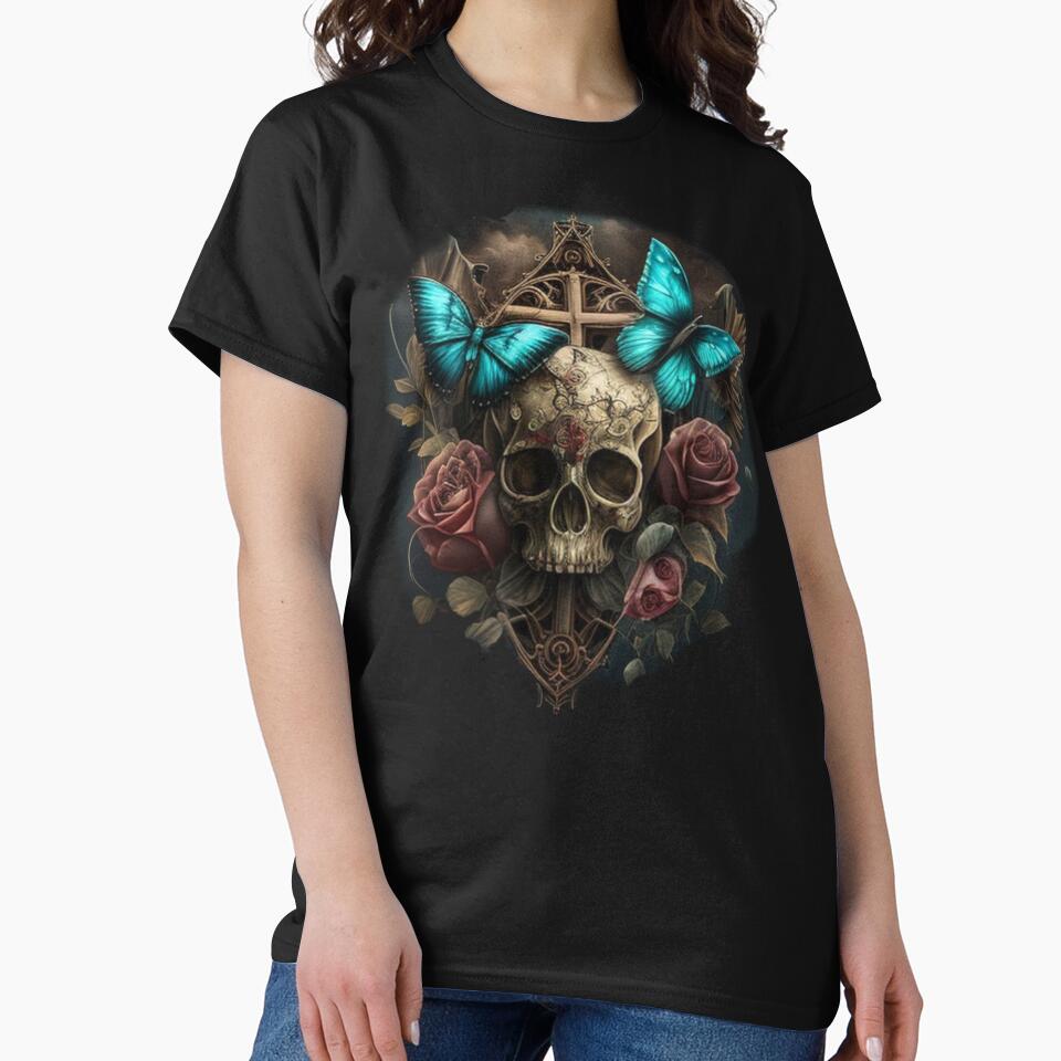 Blue butterflies in gothic style by Nickyvb T-Shirts, Hoodie, Sweatshirt | BlankRebels.com (Image 2)