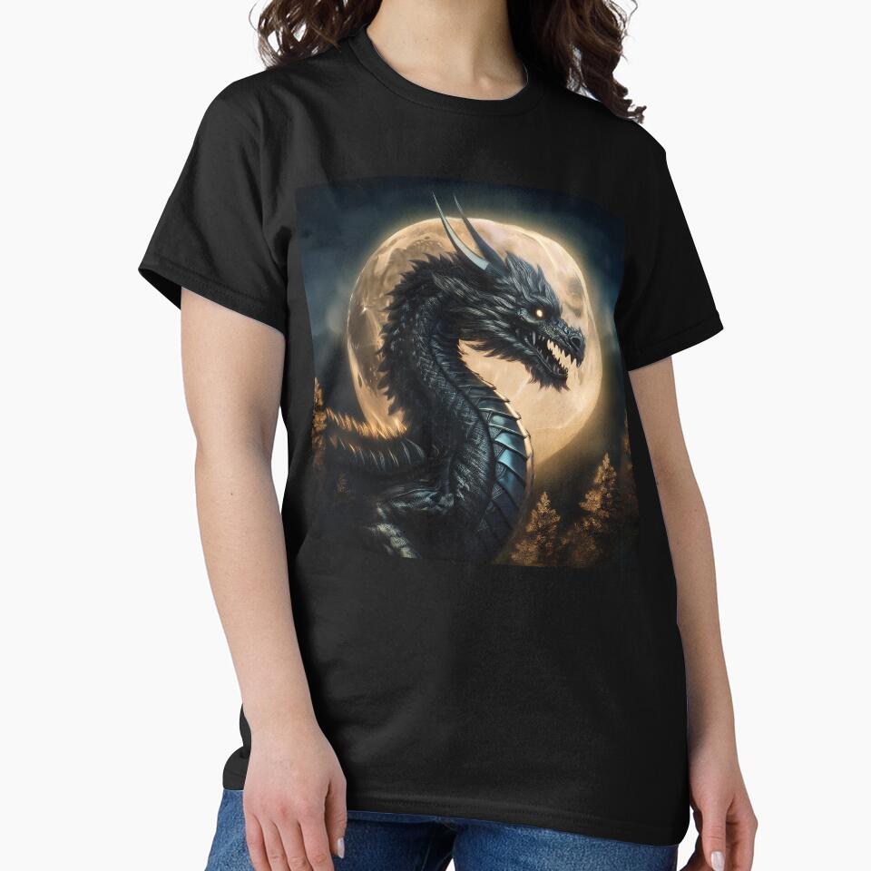 Strong black dragon in the moonlight by BAR DEC T-Shirts, Hoodie, Sweatshirt | BlankRebels.com (Image 2)