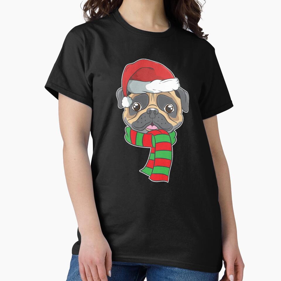Funny Christmas Dog Xmas Santa  Pug Holiday Gift by haselshirt