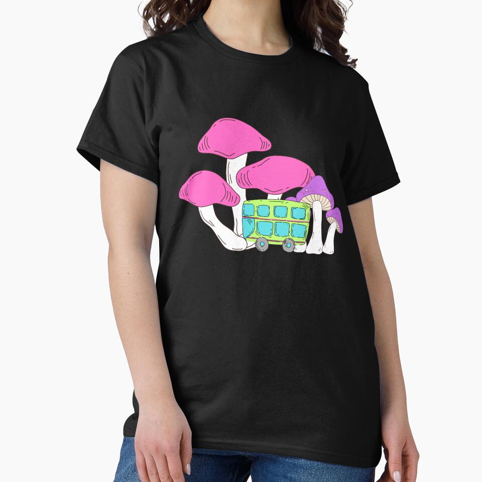 Hippie bus in the land of Psychedelic Mushroom by CypisDesign T-Shirts, Hoodie, Sweatshirt | BlankRebels.com (Image 2)