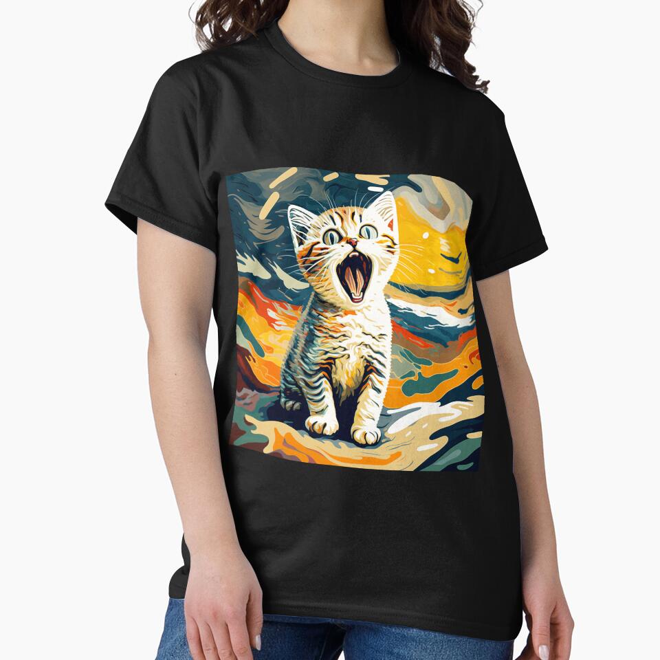 Screaming Cat Digital Painting T-Shirts, Hoodie, Sweatshirt
