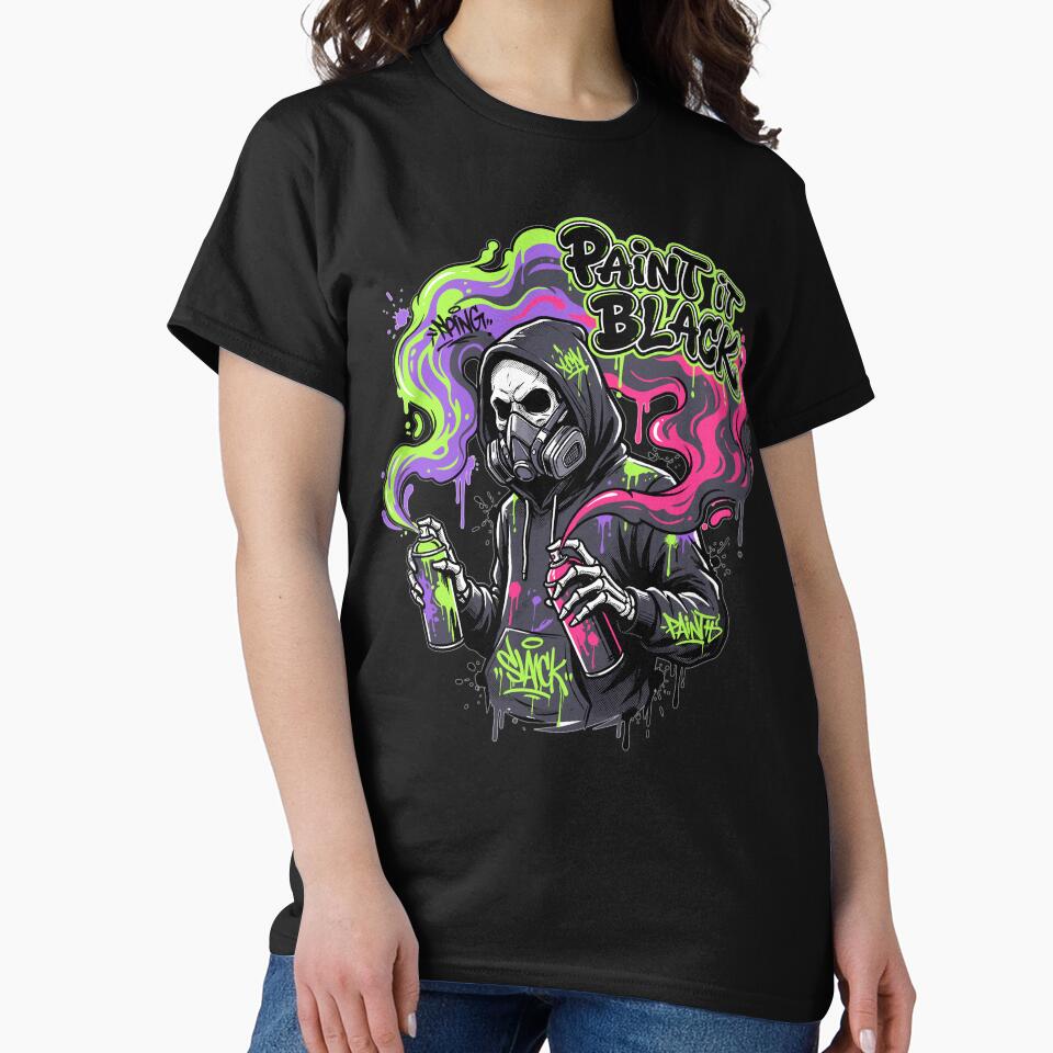 Paint It Black Graffiti Skull Street Art by DarkStreetLab T-Shirts, Hoodie, Sweatshirt | BlankRebels.com (Image 2)
