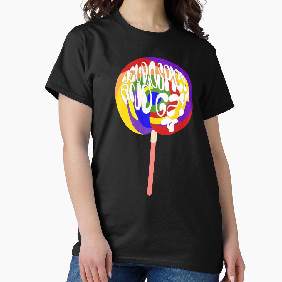 Neurospicy and Gay Merch – Rainbow Brain Lollipop Pride Ideas by RealLifeMerchies T-Shirts, Hoodie, Sweatshirt (Image 2)