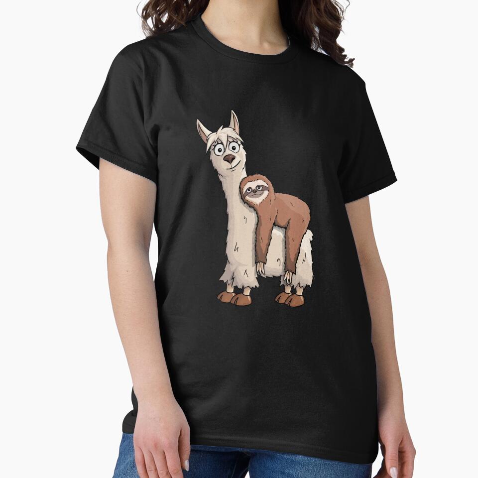 Trendy Funky Cartoon Chill Out Sloth Riding Llama by Skizzenmonster