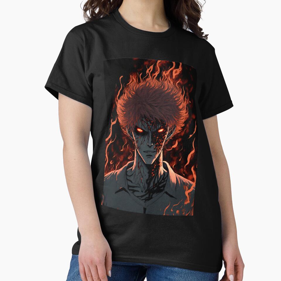 Anime Demon Student with Fire hair by Bubblebuk T-Shirts, Hoodie, Sweatshirt | BlankRebels.com (Image 2)