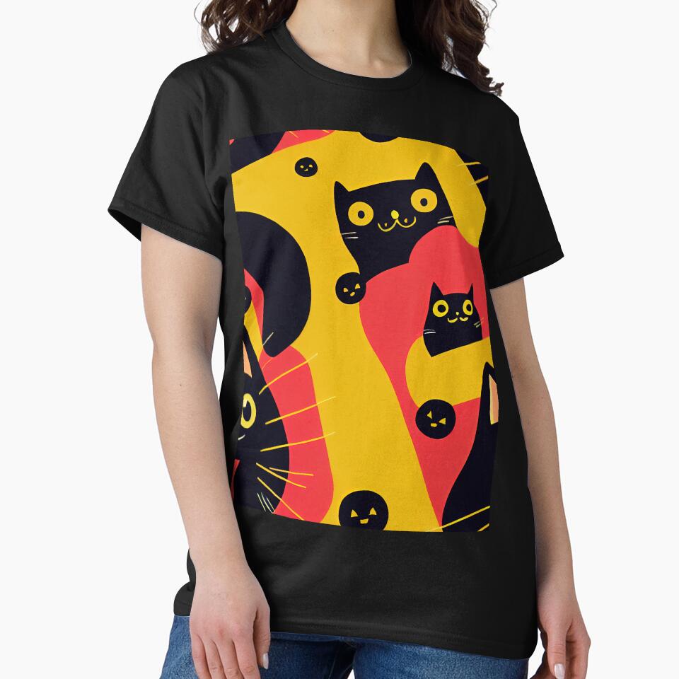 Kawaii Black Cat Cute Halloween Anime Patern by KaladynDesigns T-Shirts, Hoodie, Sweatshirt | BlankRebels.com (Image 2)
