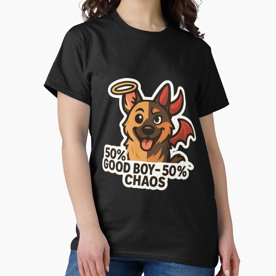 50% Good Boy 50% Chaos – Funny German Shepherd Dog Lover Cute Humor Design by Typologystudios