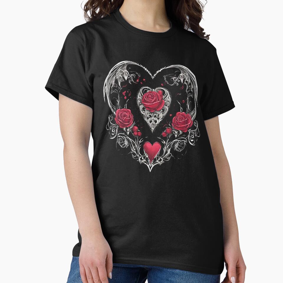 gothic heart with roses by UlaRuda T-Shirts, Hoodie, Sweatshirt | BlankRebels.com (Image 2)