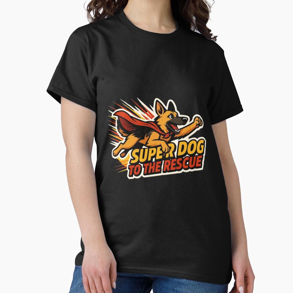Super Dog to the Rescue – Funny Sarcastic German Shepherd Hero Humor Design by Typologystudios T-Shirts,... (Image 2)
