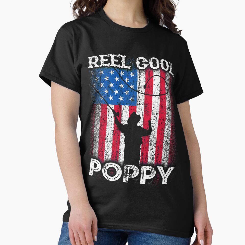Reel Cool Poppa Grandpa Granddad papa daddy fathers day shirt (Image 2)