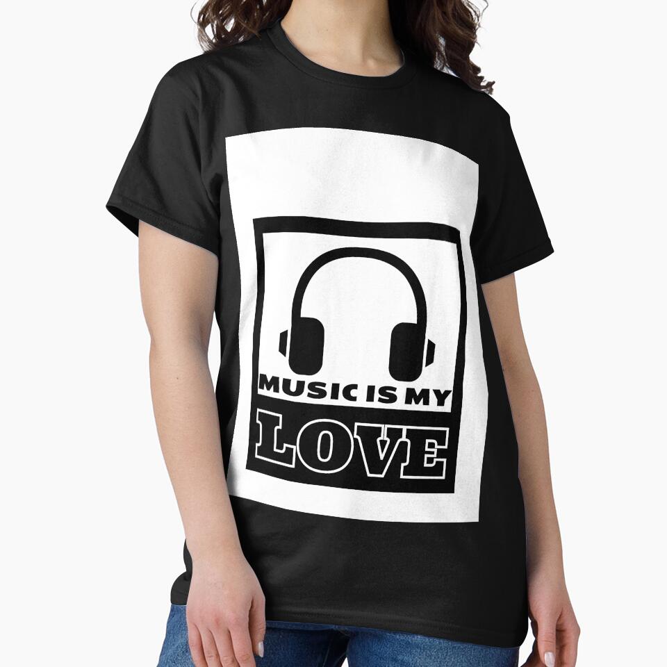 Music Is My Love Quote White Graphic by MotionWaves T-Shirts, Hoodie, Sweatshirt | BlankRebels.com (Image 2)