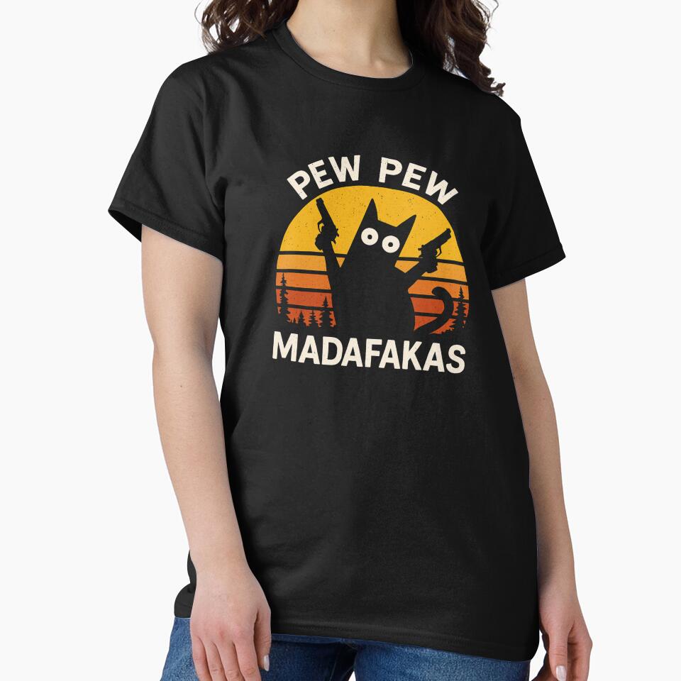 Pew Pew Crazy Cat Madafakas Vintage by TeeJungleStudio T-Shirts, Hoodie, Sweatshirt | BlankRebels.com (Image 2)