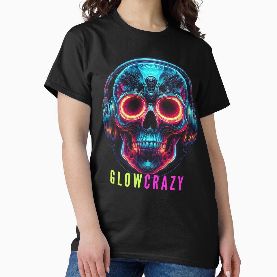 Glow Crazy Neon Colorful Skull by Topmaxdesign T-Shirts, Hoodie, Sweatshirt | BlankRebels.com (Image 2)