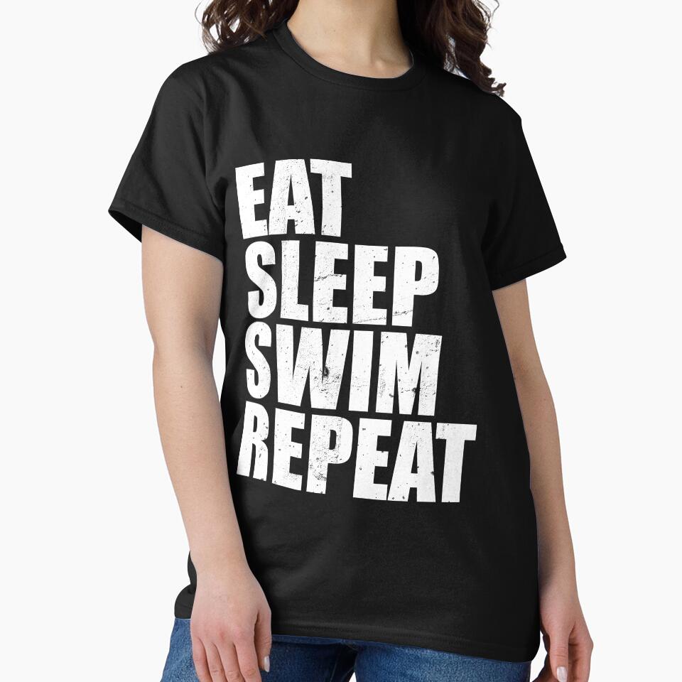 Eat Sleep Swim Repeat Love High School Swim Team Sport T Shirt Vintage Style Distressed Stressed by... (Image 2)