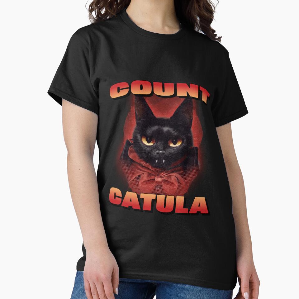 Spooky Count Catula, Halloween Black Cat, Vampire Cat by Mariana Piana T-Shirts, Hoodie, Sweatshirt (Image 2)