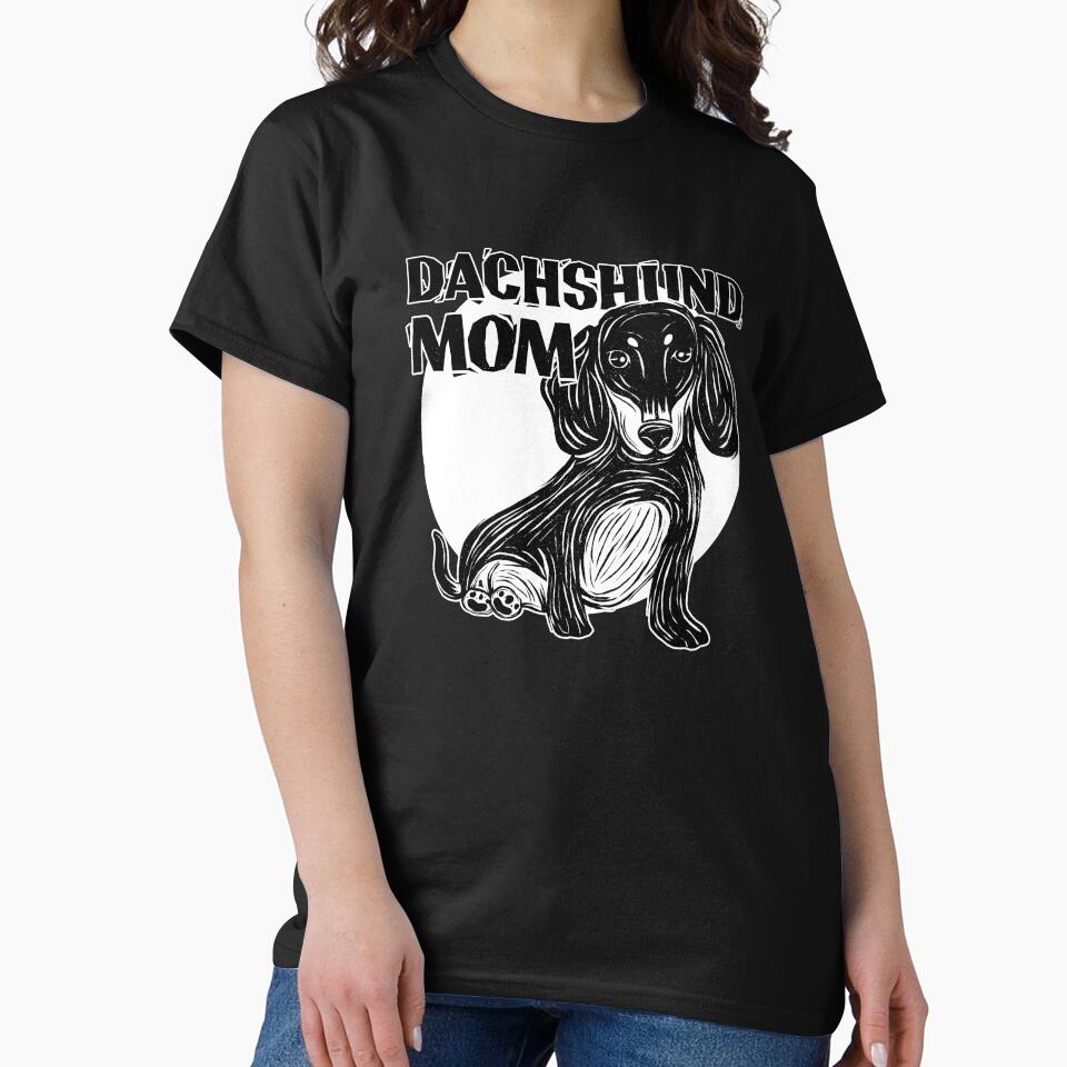 Linocut Dachshund Mom by nvdesign T-Shirts, Hoodie, Sweatshirt | BlankRebels.com (Image 2)