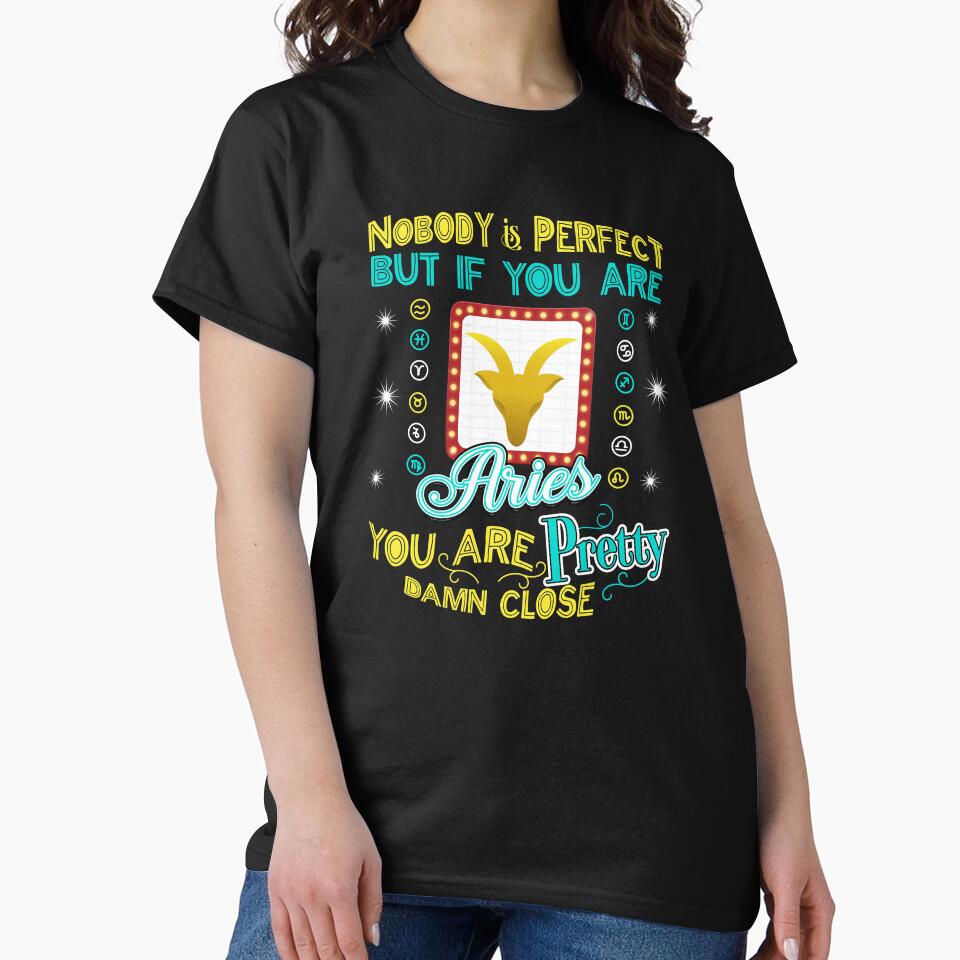 Retro Nobody is Perfect but if you are Aries you are Pretty Close Zodiac Birthday Gift Idea by Orange Pieces... (Image 2)