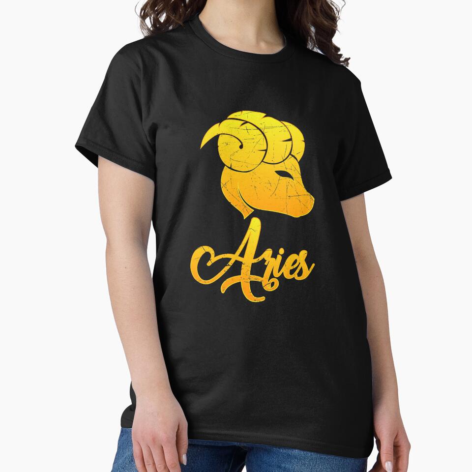 Vintage Aries Zodiac Sign Retro Horoscope Birthday Gift Idea by Orange Pieces T-Shirts, Hoodie, Sweatshirt (Image 2)