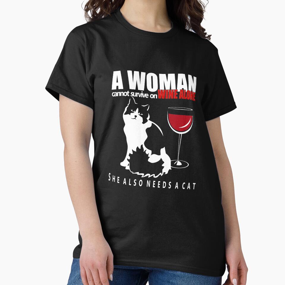 A Woman Cannot Survive on Wine Alone, She Also Needs a Cat | NickerStickers® on Redbubble by NickerStickers... (Image 2)