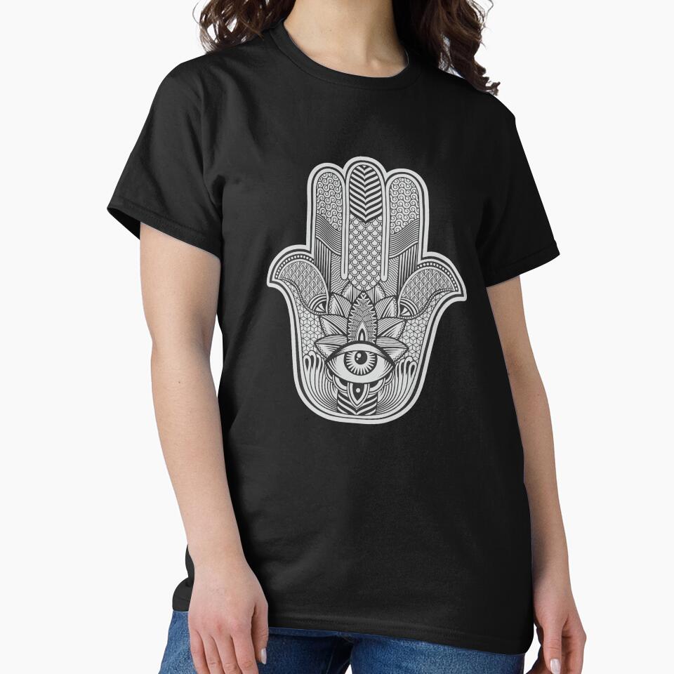 Geometric Hamsa - Black background by The Lines T-Shirts, Hoodie, Sweatshirt | BlankRebels.com (Image 2)