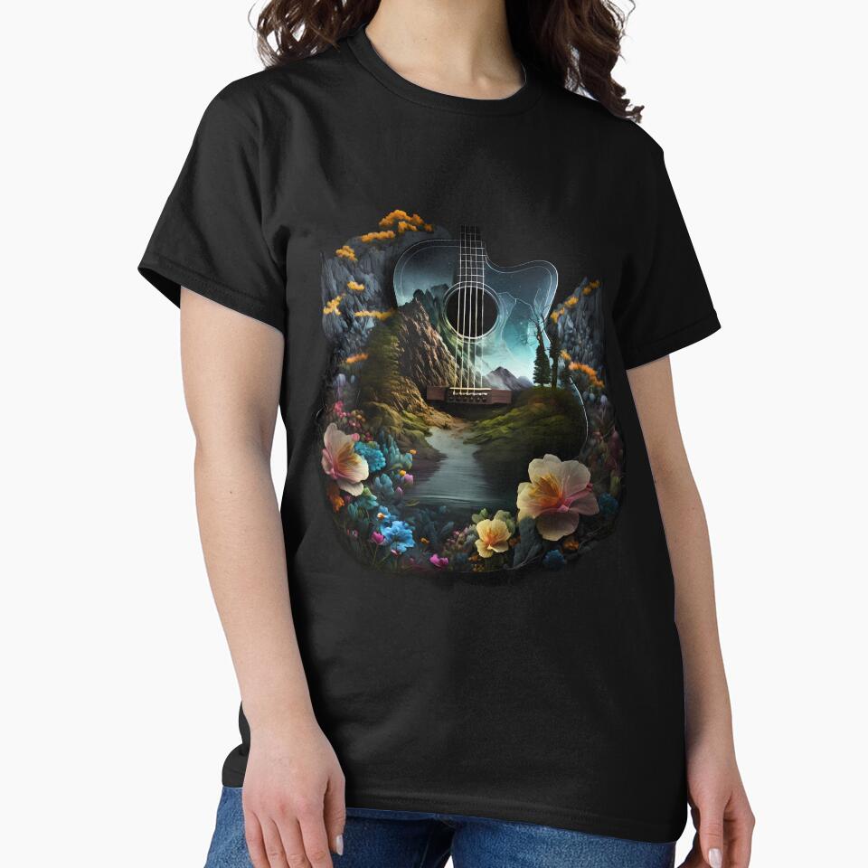 Fusion of Guitar and Nature - Night - Flowers by Silvio K. T-Shirts, Hoodie, Sweatshirt | BlankRebels.com (Image 2)