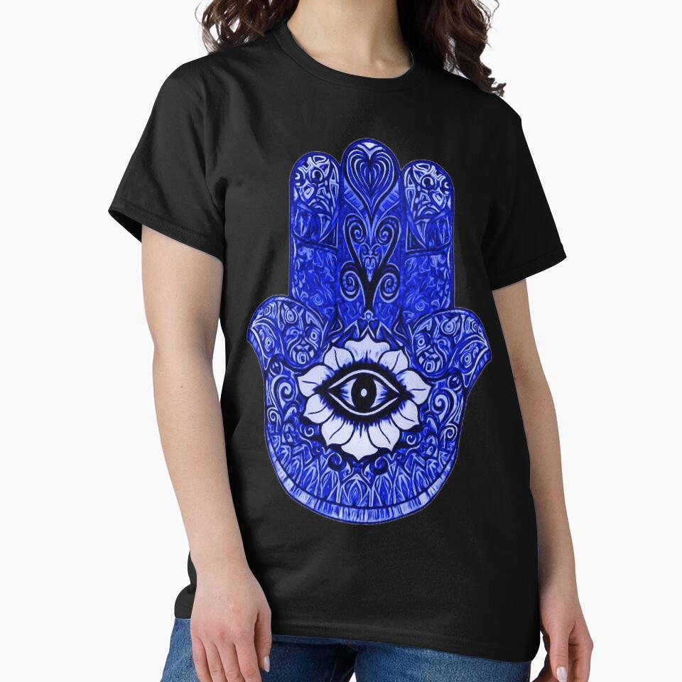 Blue Hamsa Symbol by William Wraithe T-Shirts, Hoodie, Sweatshirt | BlankRebels.com (Image 2)