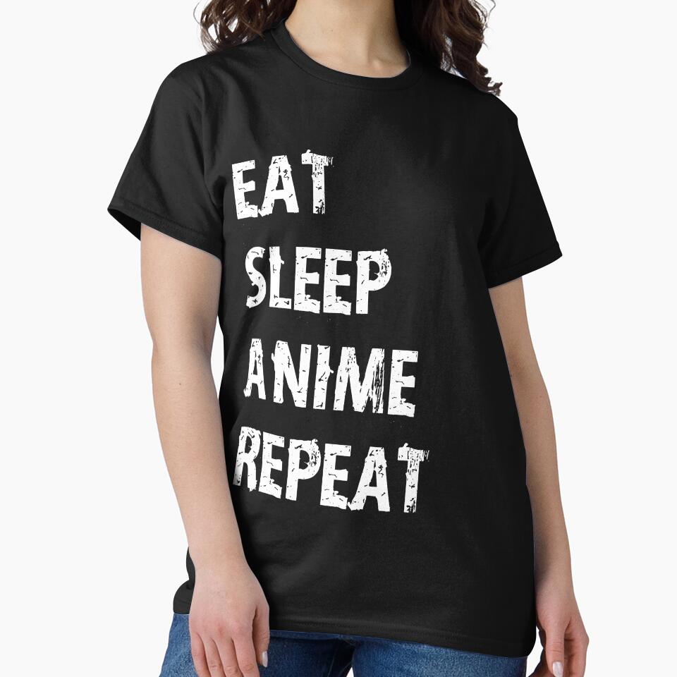 Eat Sleep Anime Repeat T-Shirt Gift For High School Team College Cute Funny Gift Player Cartoon Toon T Shirt Tee by arcadetoystore