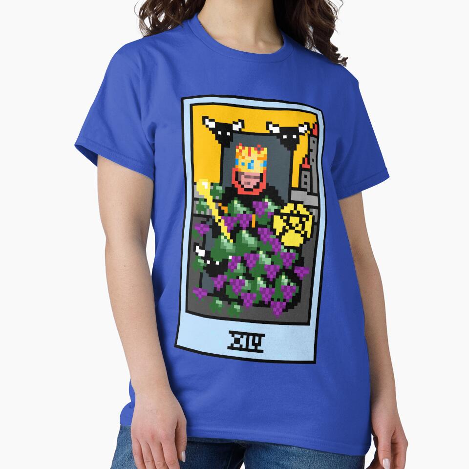 Wait Is This Pixel Art Tarot? Blue Minor Arcana 'King Pentacles' ( Stickers Other Accessories) T-Shirts, Hoodie, Sweatshirt