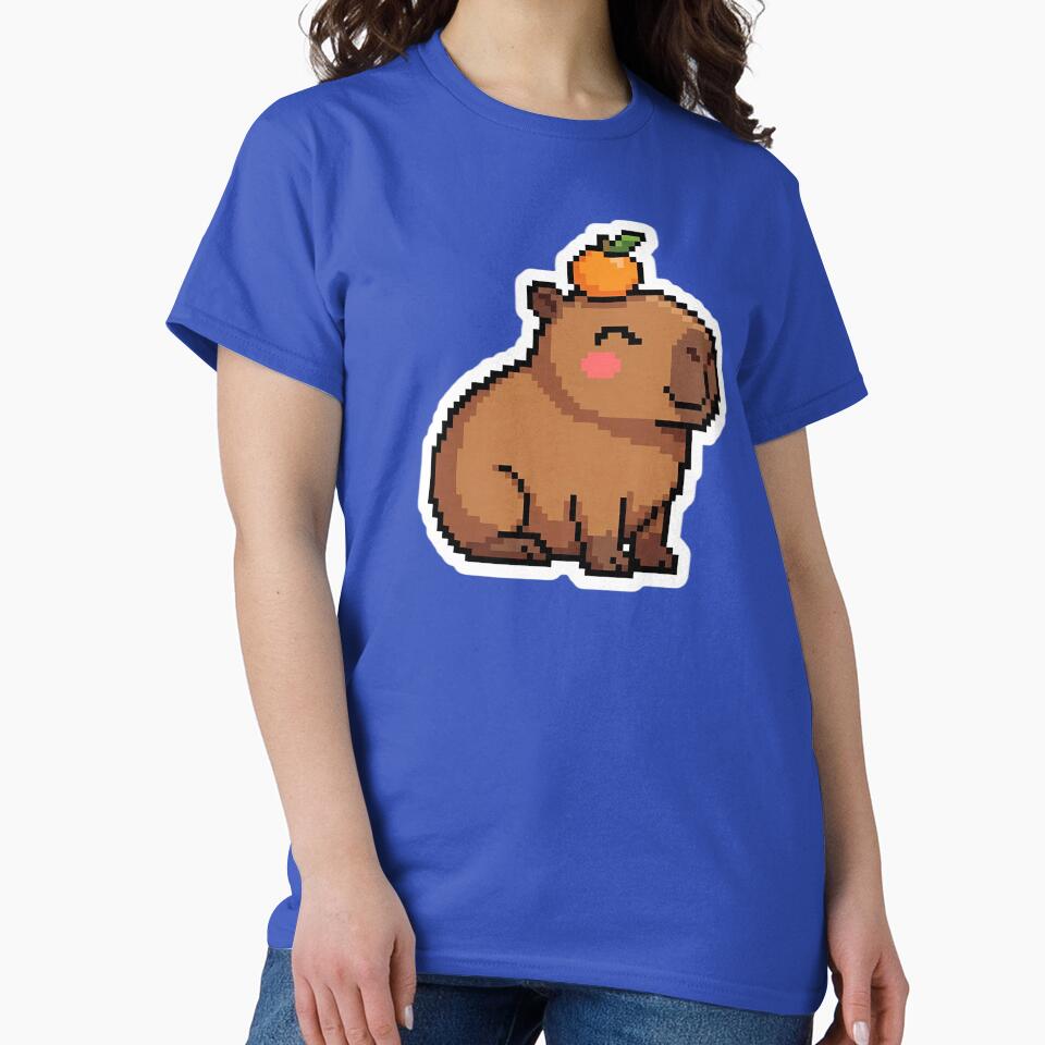 Cute Kawaii Pixel Art Capybara with Orange by PixelAlchemyHQ T-Shirts, Hoodie, Sweatshirt | BlankRebels.com (Image 2)