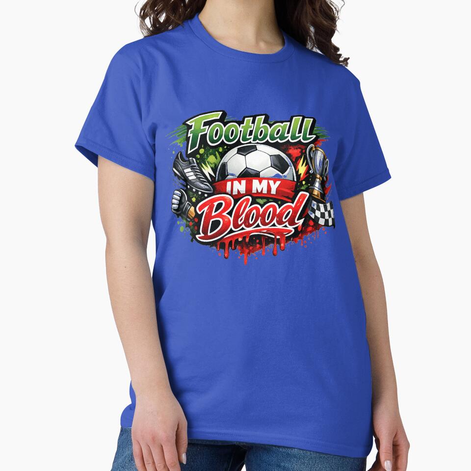 Football In My Blood | Soccer Ball, Trophy, Racing Flag by DNHZstore