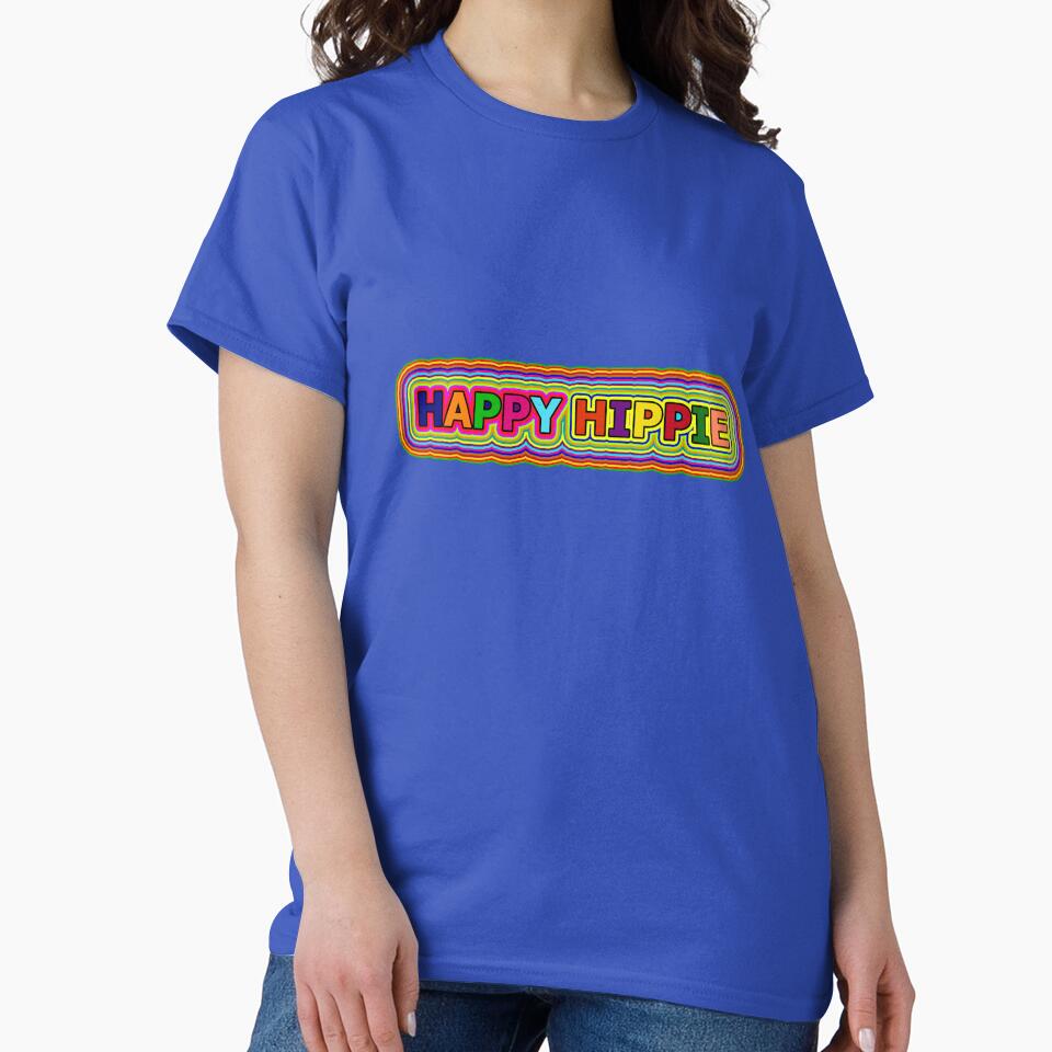 Colorful Happy Hippie Words Free Spirit Colorful Retro Lines 1 of 4 by Beachy T-Shirts, Hoodie, Sweatshirt (Image 2)